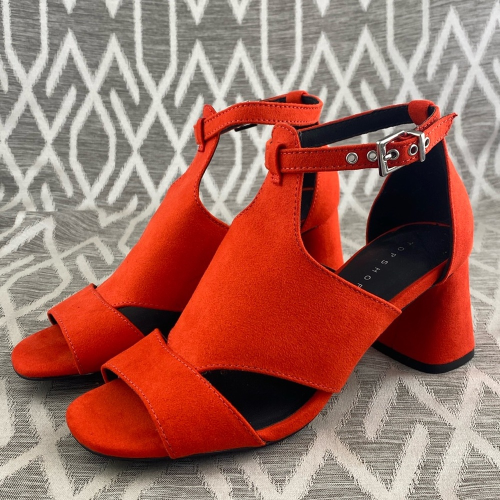 Top Shop Red Destiny Suede Cutout Heels Size: 7 - Picture 2 of 4